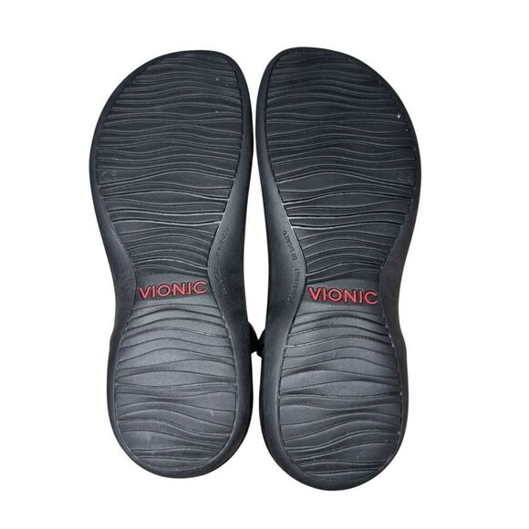 Vionic Women’s 7 Miami T-Strap Sandals Black Silver Comfort - Picture 7 of 8